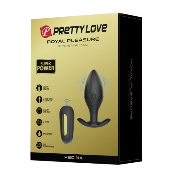 PRETTY LOVE - Royal Pleasure Wireless Remote Anal Plug (Black) PRETTY LOVE - Royal Pleasure Wireless Remote Anal Plug (Black)